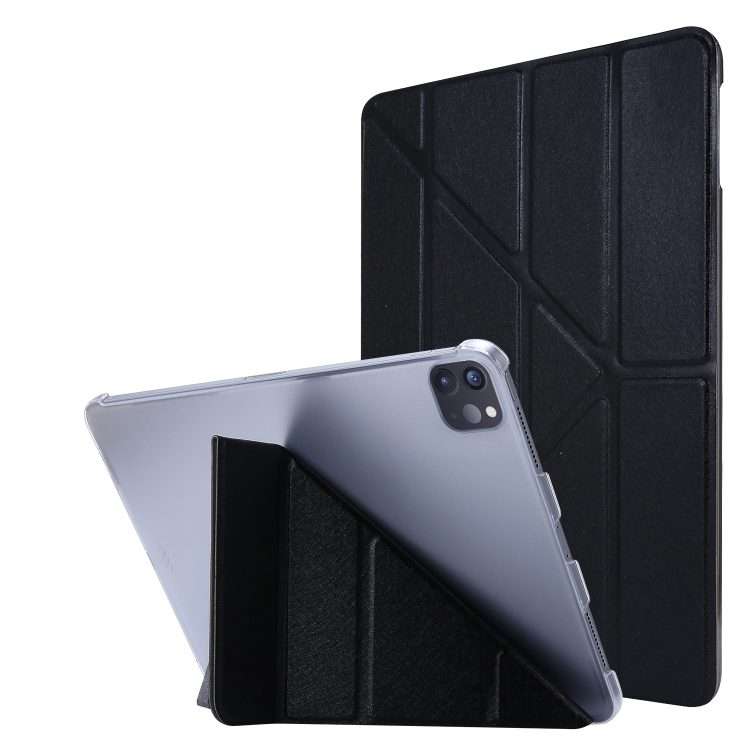 For iPad Air 13 2024 / 2025 / Pro 12.9 2020 Silk Texture Horizontal Deformation Flip L ... (Black)