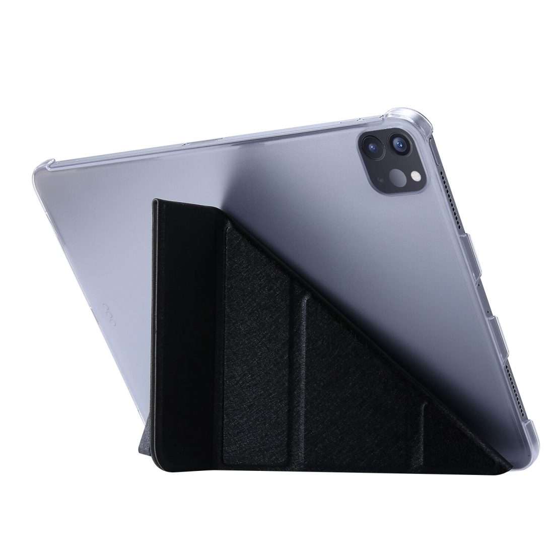 For iPad Air 13 2024 / 2025 / Pro 12.9 2020 Silk Texture Horizontal Deformation Flip L ... (Black)