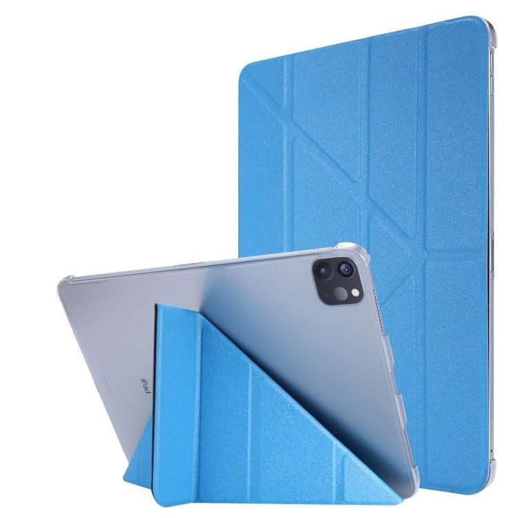For iPad Air 13 2024 / 2025 / Pro 12.9 2020 Silk Texture Horizontal Deformation F ... (Light Blue)