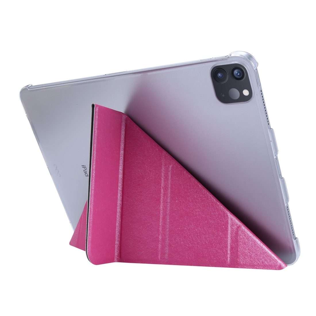 For iPad Air 13 2024 / 2025 / Pro 12.9 2020 Silk Texture Horizontal Deformation Fli ... (Rose Red)