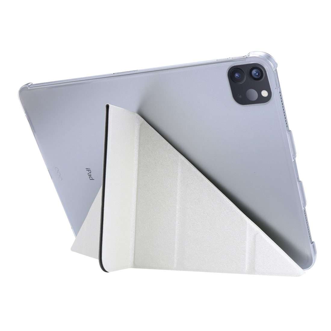 For iPad Air 13 2024 / 2025 / Pro 12.9 2020 Silk Texture Horizontal Deformation Flip L ... (White)