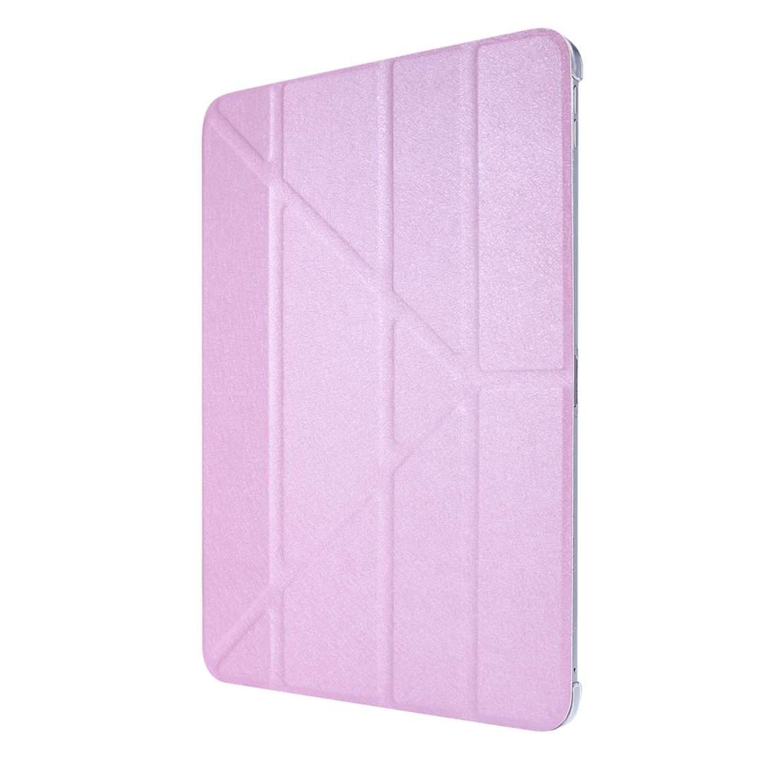 For iPad Air 13 2024 / 2025 / Pro 12.9 2020 Silk Texture Horizontal Deformation Flip Le ... (Pink)