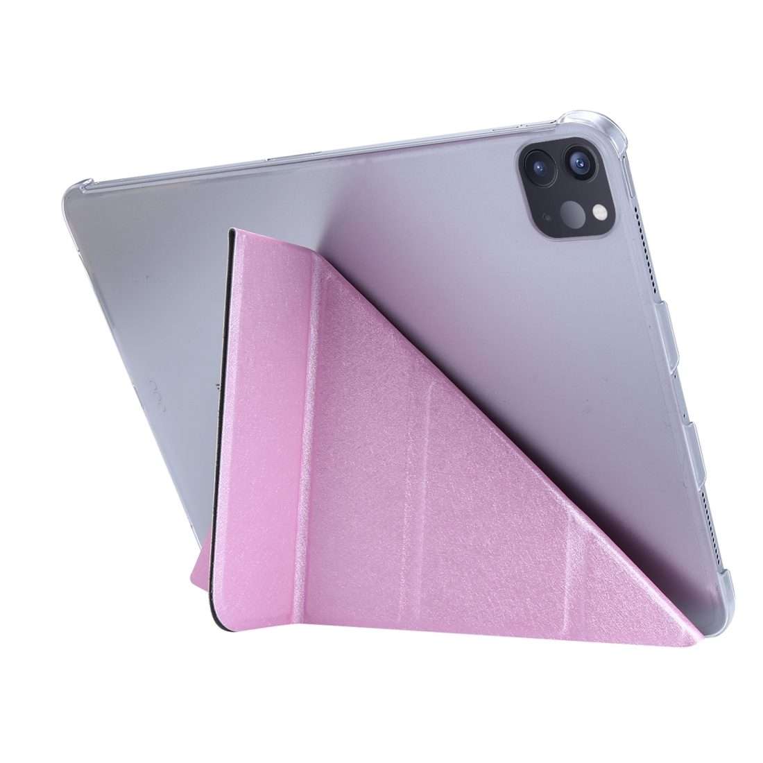 For iPad Air 13 2024 / 2025 / Pro 12.9 2020 Silk Texture Horizontal Deformation Flip Le ... (Pink)