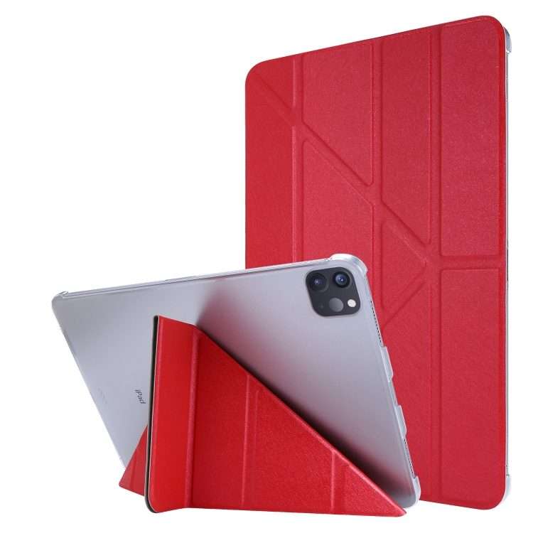 For iPad Air 13 2024 / 2025 / Pro 12.9 2020 Silk Texture Horizontal Deformation Flip Lea ... (Red)