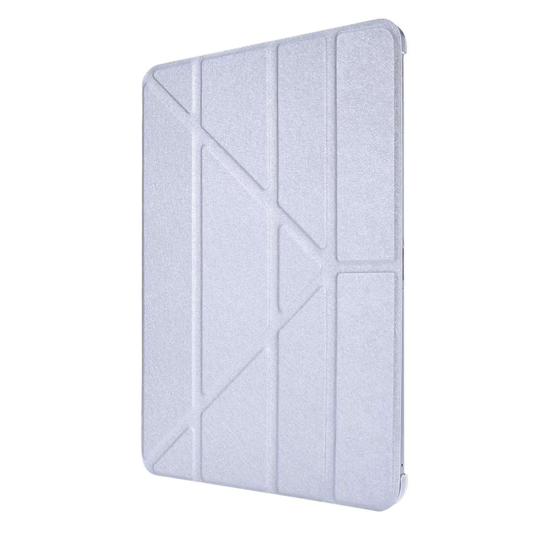 For iPad Air 13 2024 / 2025 / Pro 12.9 2020 Silk Texture Horizontal Deformation Flip ... (Silver)