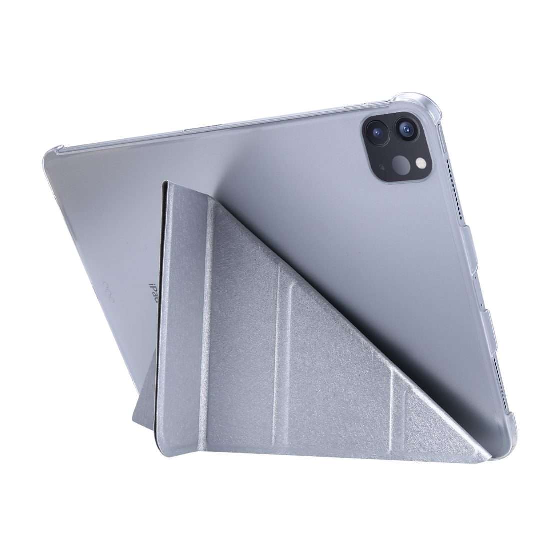 For iPad Air 13 2024 / 2025 / Pro 12.9 2020 Silk Texture Horizontal Deformation Flip ... (Silver)