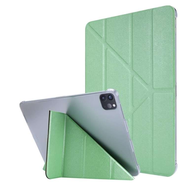 For iPad Air 13 2024 / 2025 / Pro 12.9 2020 Silk Texture Horizontal Deformation Flip L ... (Green)