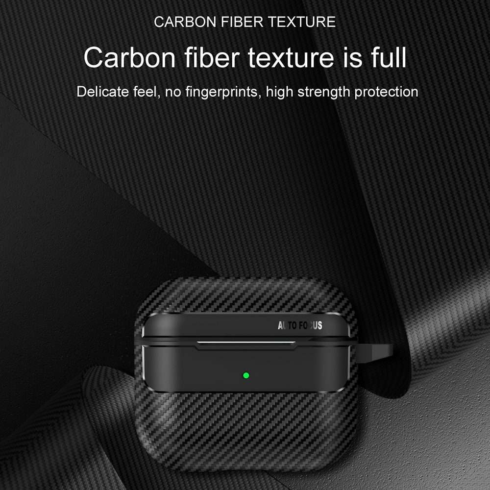 For AirPods Pro Carbon Fiber Texture Anti-fall Earphone Protective Case(Black)