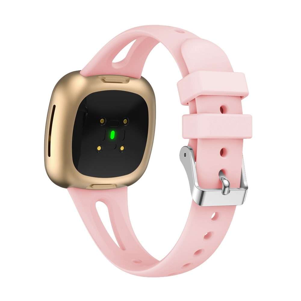 For Fitbit Versa 3 / 4 Water-drop Slim Silicone Watch Band, Size:S(Pink)