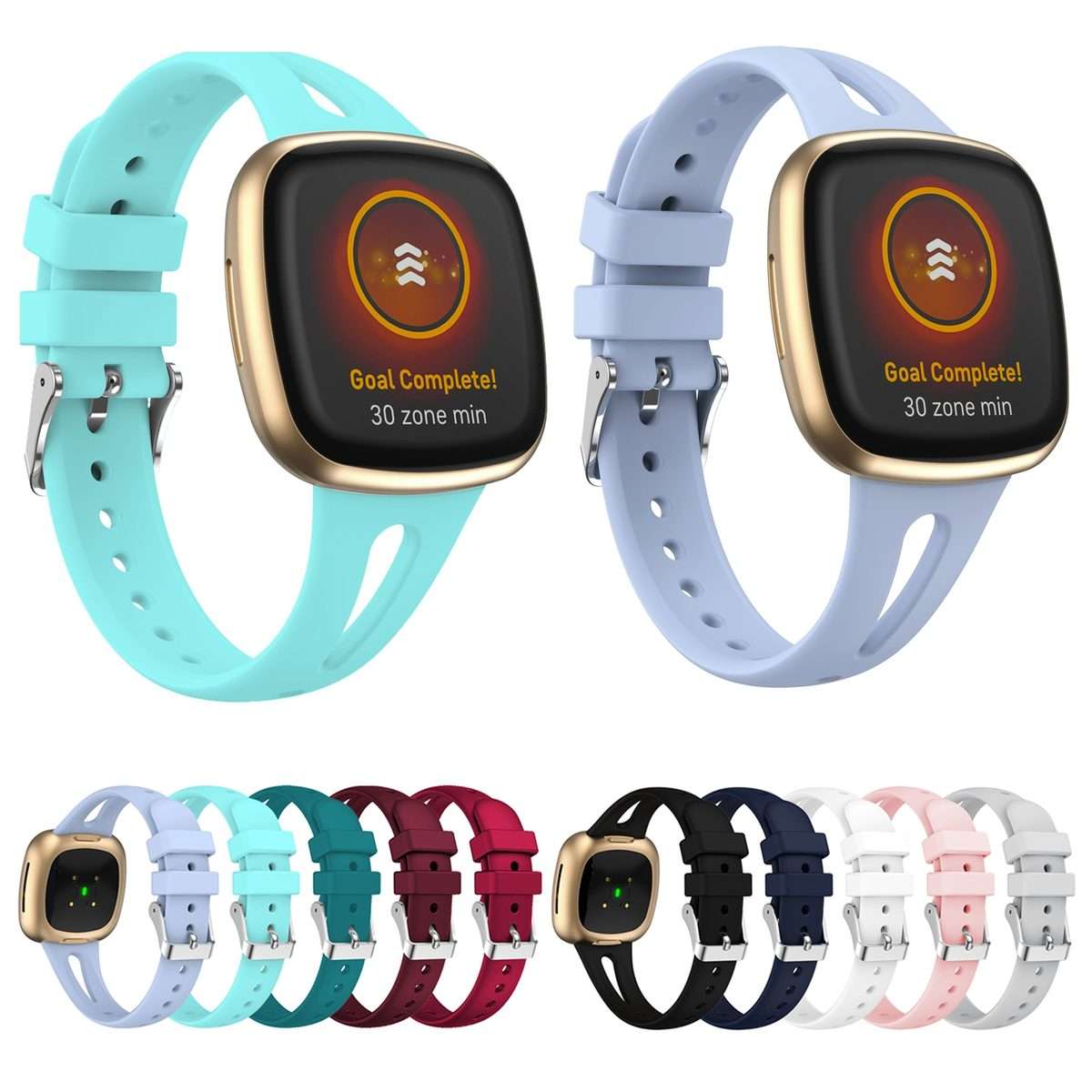 For Fitbit Versa 3 / 4 Water-drop Slim Silicone Watch Band, Size:S(Grey)