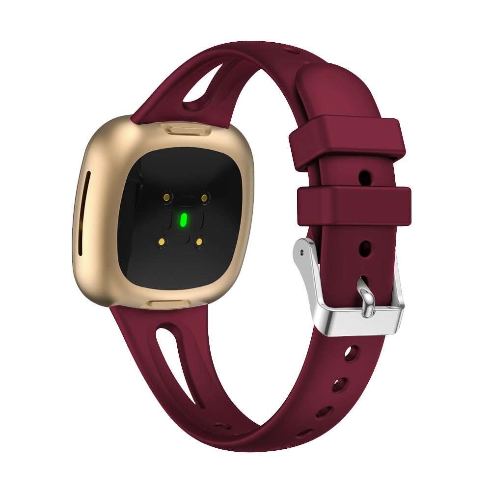For Fitbit Versa 3 / 4 Water-drop Slim Silicone Watch Band, Size:S(Wine Red)