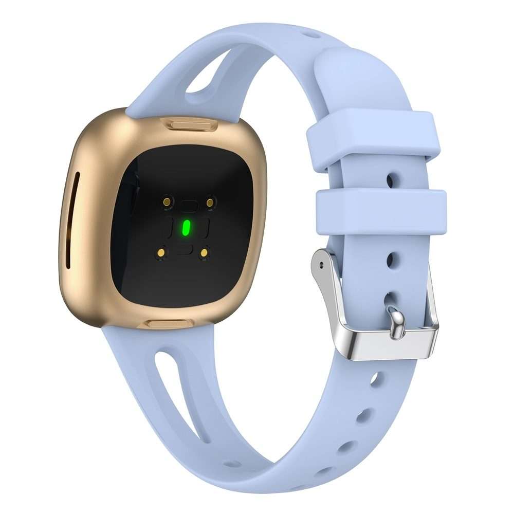 For Fitbit Versa 3 / 4 Water-drop Slim Silicone Watch Band, Size:S(Light Purple)