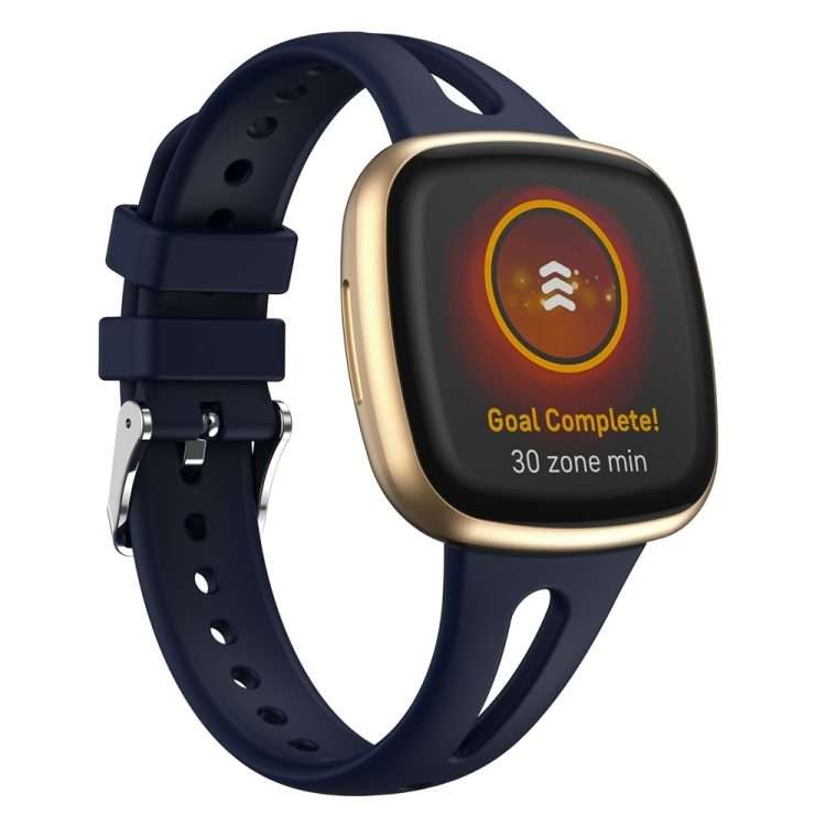 For Fitbit Versa 3 / 4 Water-drop Slim Silicone Watch Band, Size:S(Midnight)