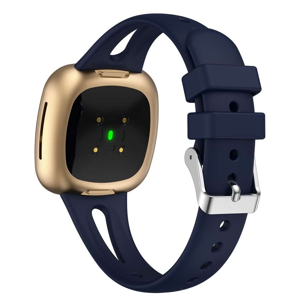 For Fitbit Versa 3 / 4 Water-drop Slim Silicone Watch Band, Size:S(Midnight)