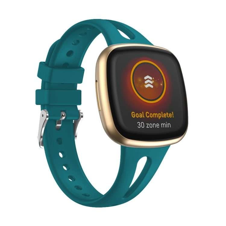 For Fitbit Versa 3 / 4 Water-drop Slim Silicone Watch Band, Size:S(Rock Cyan)