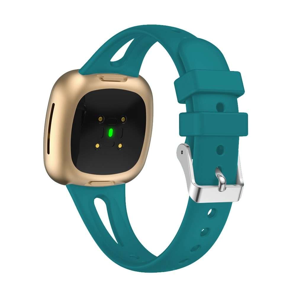 For Fitbit Versa 3 / 4 Water-drop Slim Silicone Watch Band, Size:S(Rock Cyan)