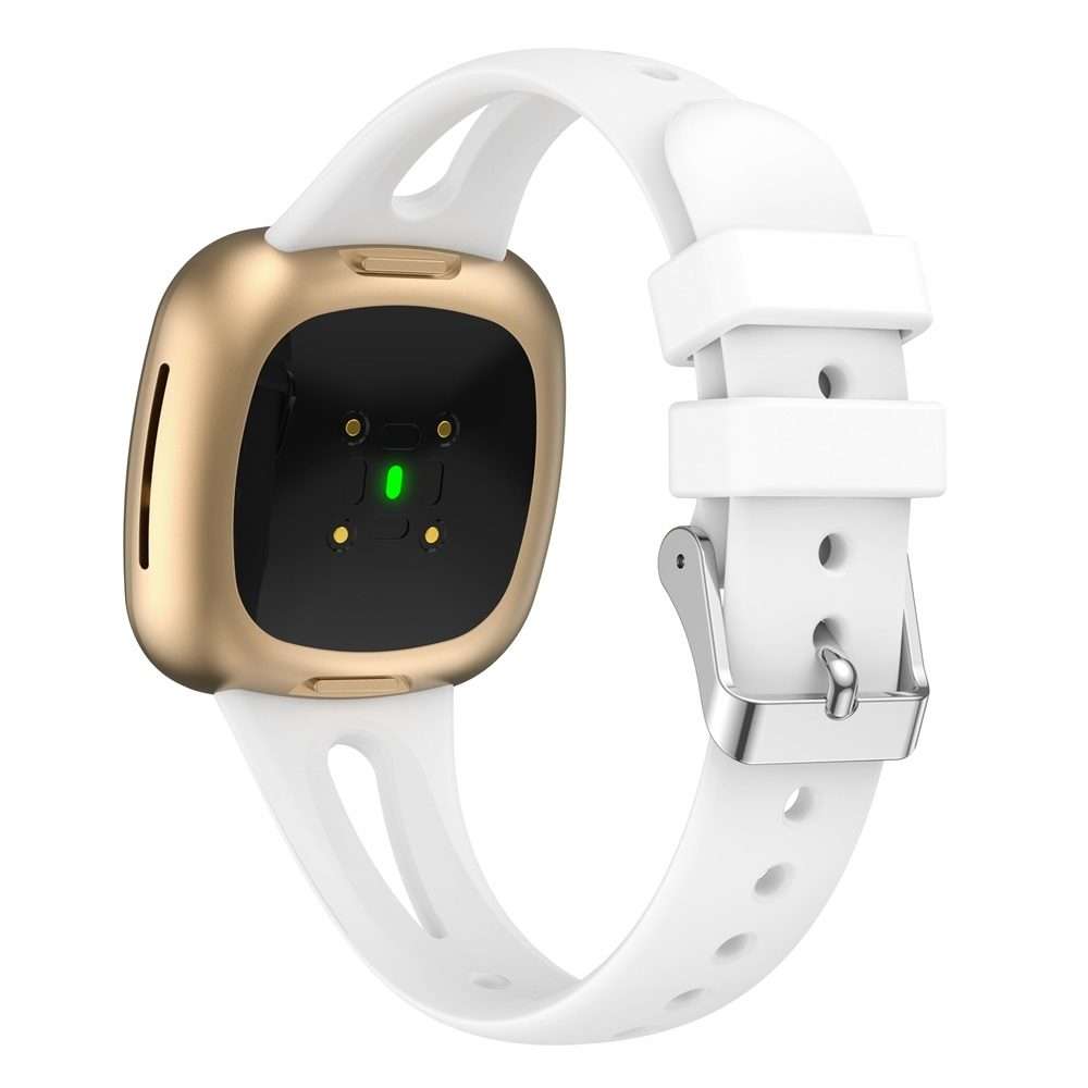 For Fitbit Versa 3 / 4 Water-drop Slim Silicone Watch Band, Size:L(White)