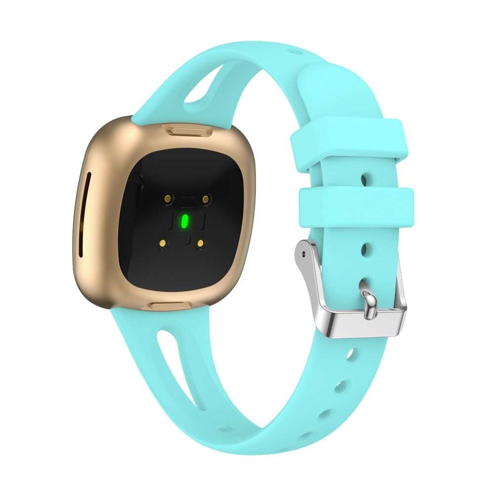 For Fitbit Versa 3 / 4 Water-drop Slim Silicone Watch Band, Size:L(Light Blue)