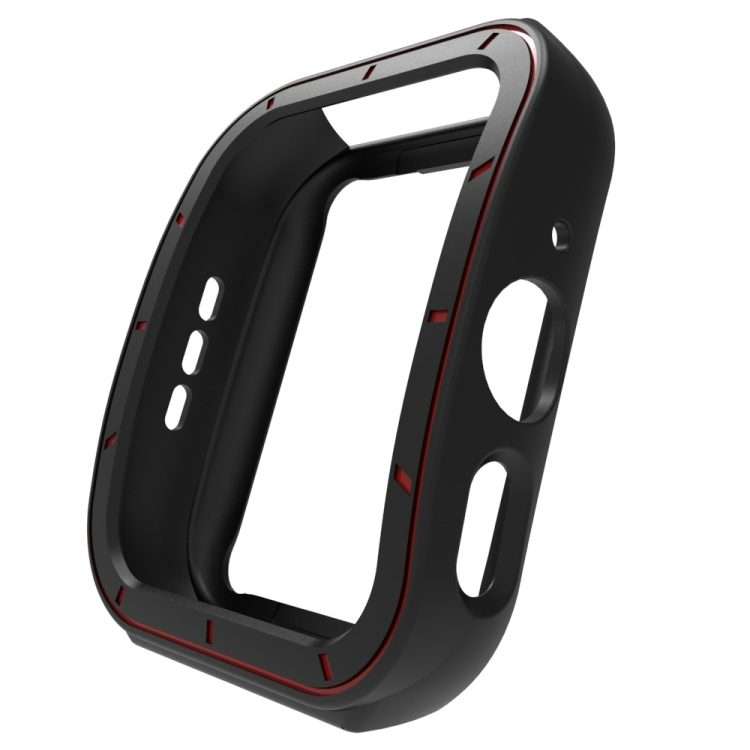 For OPPO Watch 3 Pro TPU Half-cover Hollowed Watch Case with scale(Black Red)