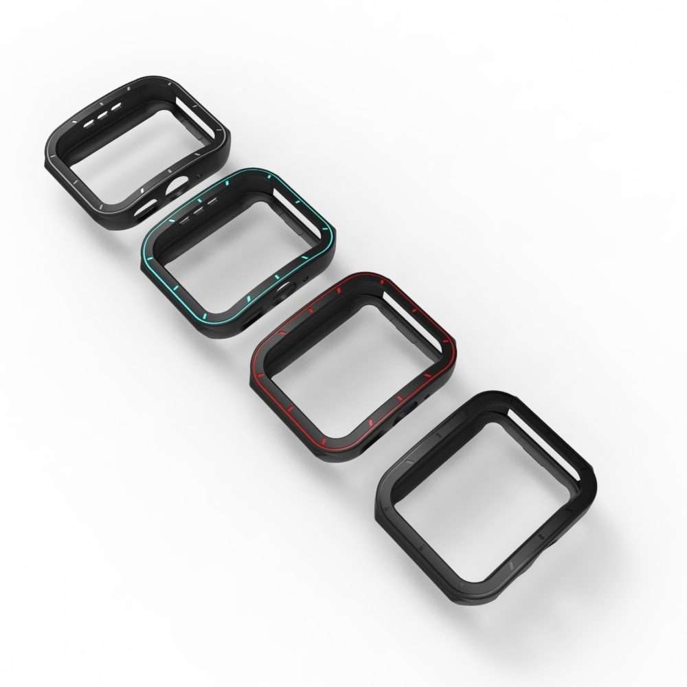 For OPPO Watch 3 Pro TPU Half-cover Hollowed Watch Case with scale(Black Red)