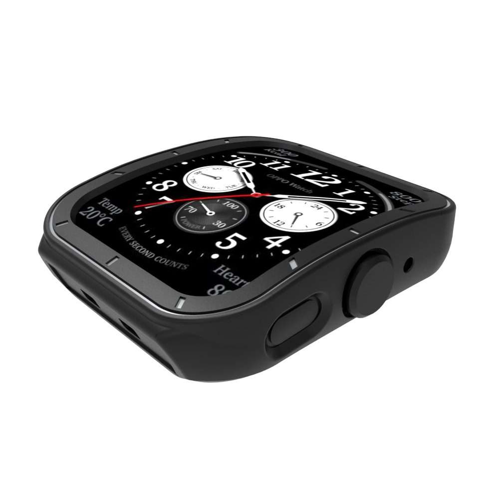For OPPO Watch 3 Pro TPU Half-cover Hollowed Watch Case with scale(Black Red)