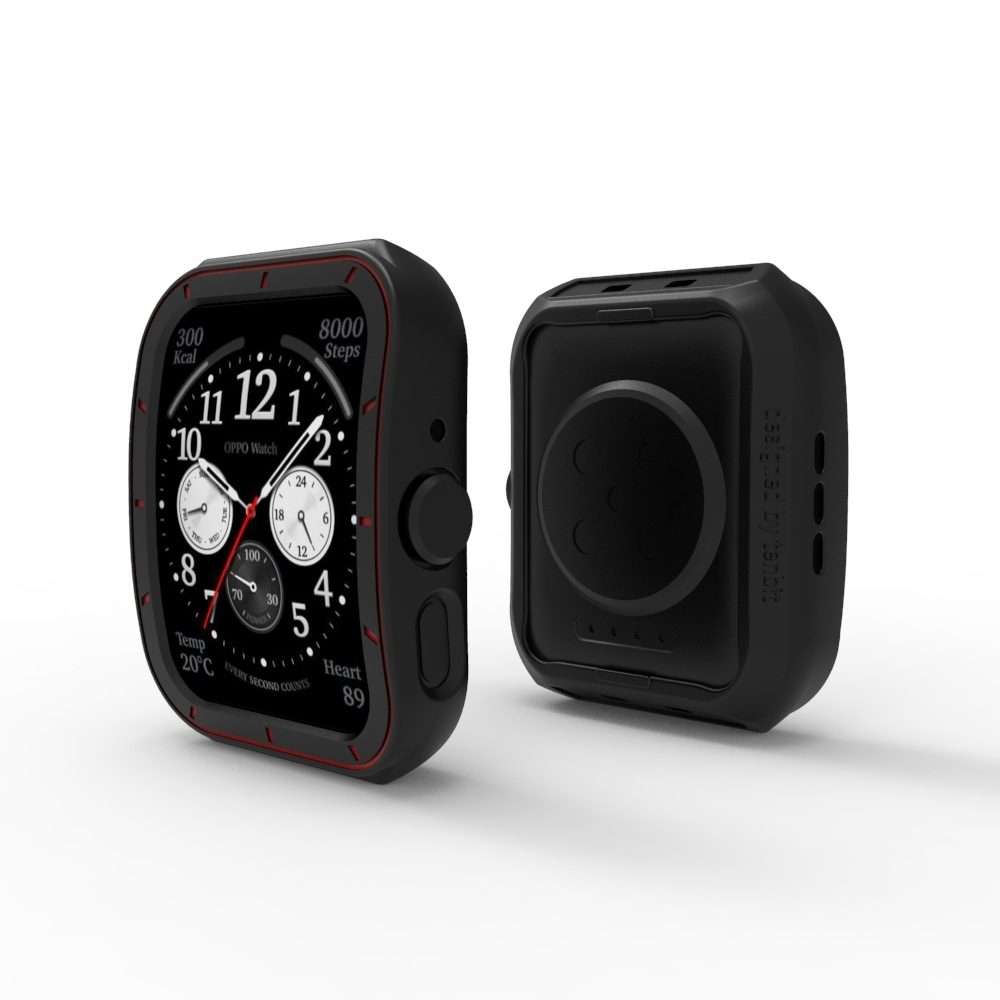 For OPPO Watch 3 Pro TPU Half-cover Hollowed Watch Case with scale(Black White)