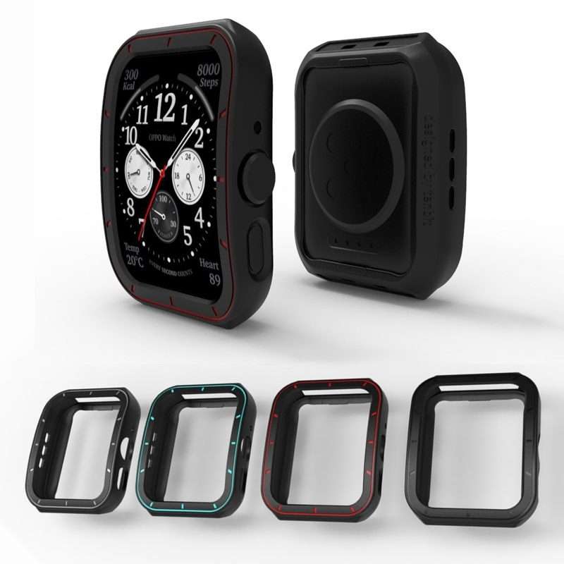 For OPPO Watch 3 Pro TPU Half-cover Hollowed Watch Case with scale(Black White)