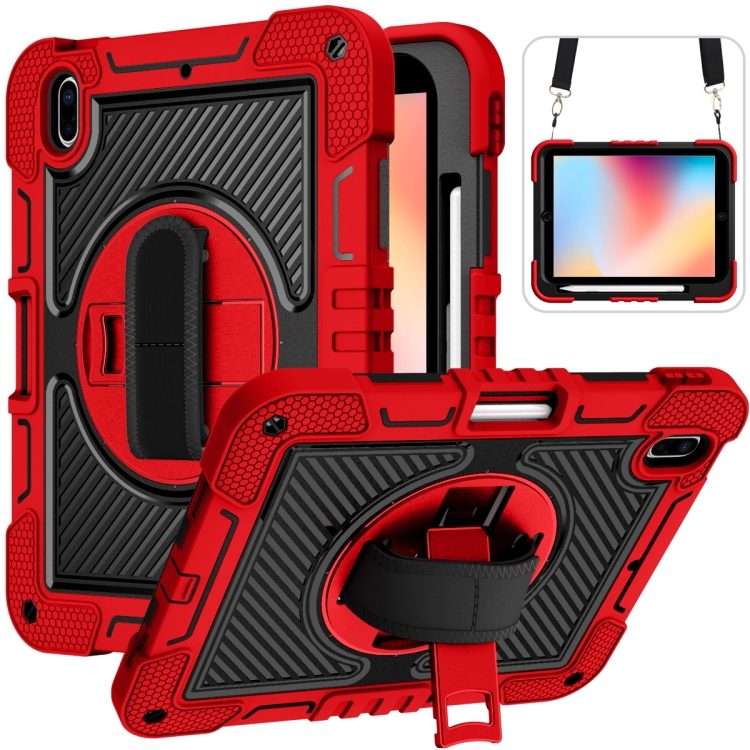 For iPad 2025 / 2022 360 Degree Rotation Shockproof Silicone + PC Tablet Case(Red+Black)