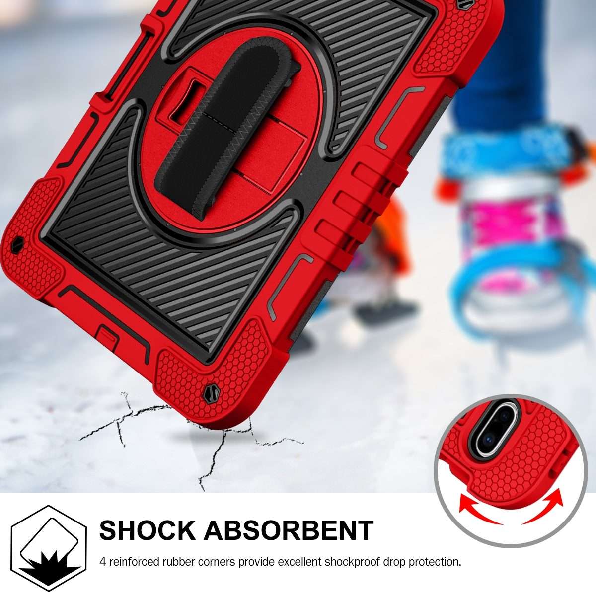 For iPad 2025 / 2022 360 Degree Rotation Shockproof Silicone + PC Tablet Case(Red+Black)