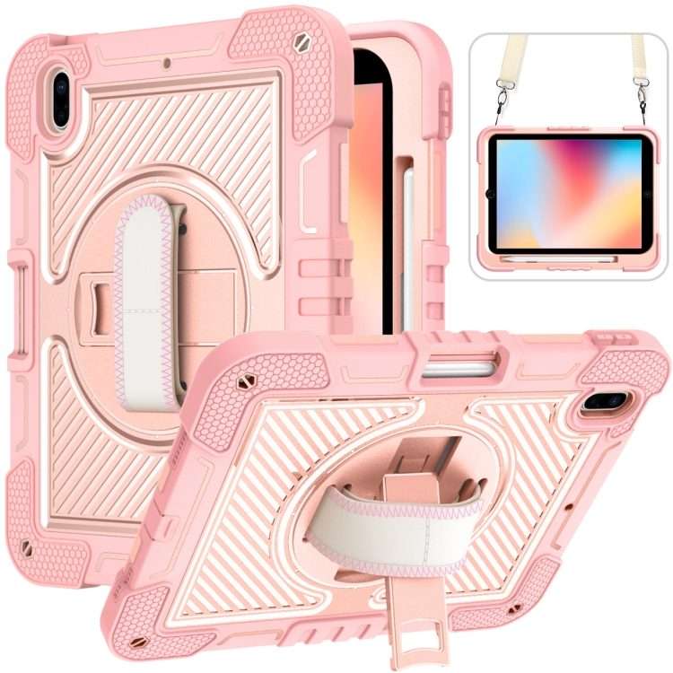 For iPad 2025 / 2022 360 Degree Rotation Shockproof Silicone + PC Tablet Case(Rose Gold)