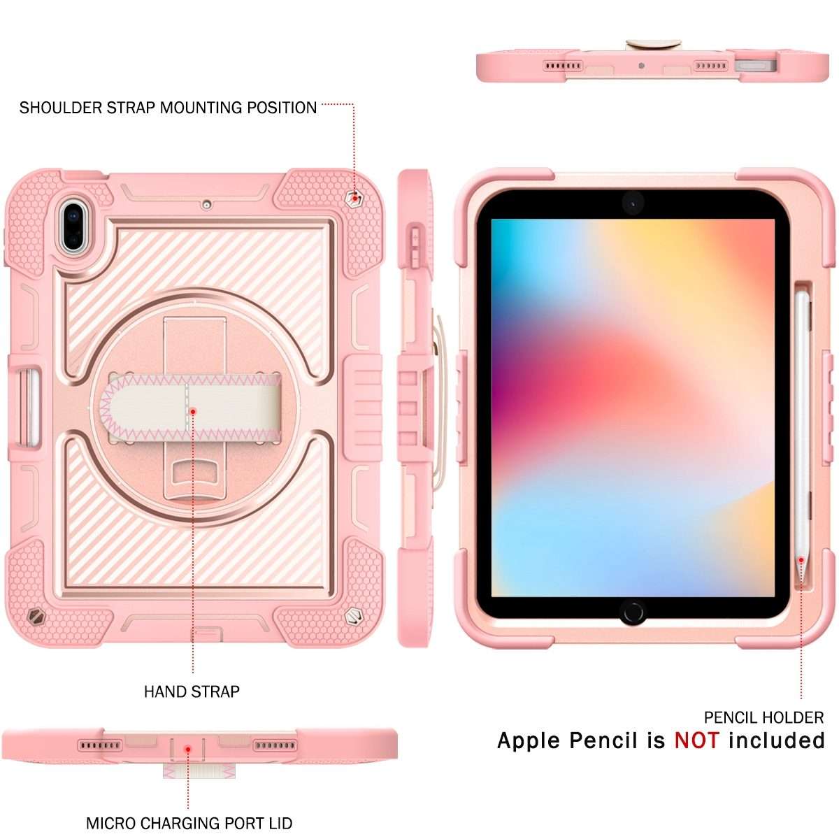 For iPad 2025 / 2022 360 Degree Rotation Shockproof Silicone + PC Tablet Case(Rose Gold)