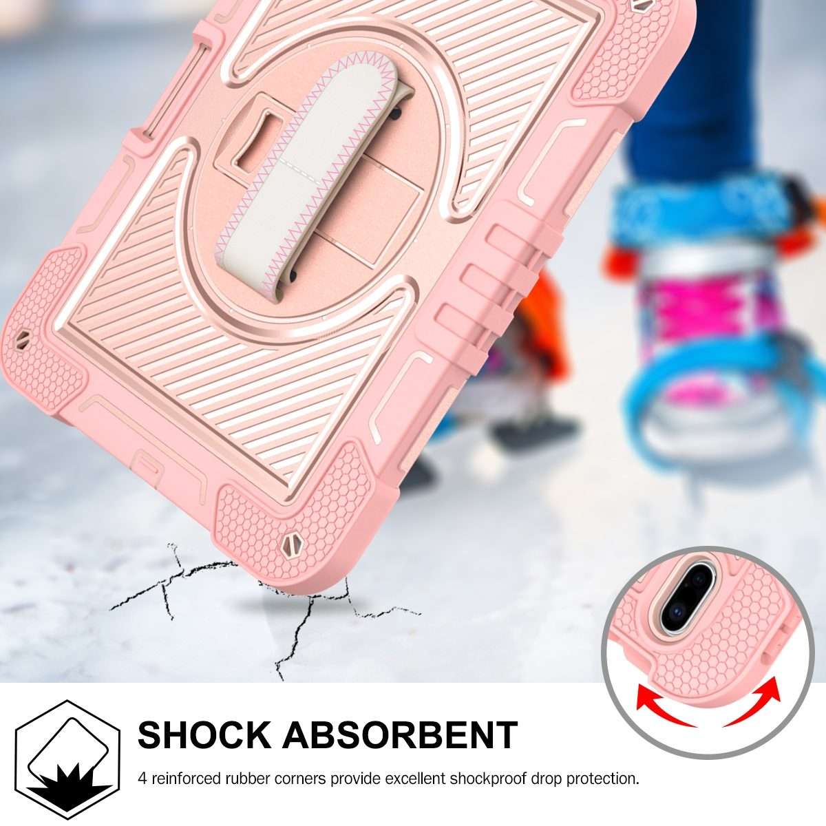 For iPad 2025 / 2022 360 Degree Rotation Shockproof Silicone + PC Tablet Case(Rose Gold)