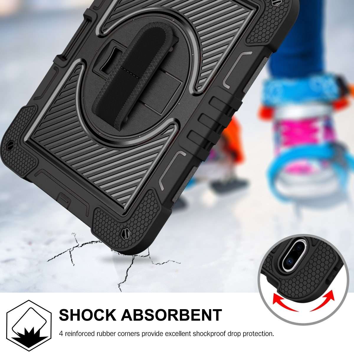 For iPad 2025 / 2022 360 Degree Rotation Shockproof Silicone + PC Tablet Case(Black)
