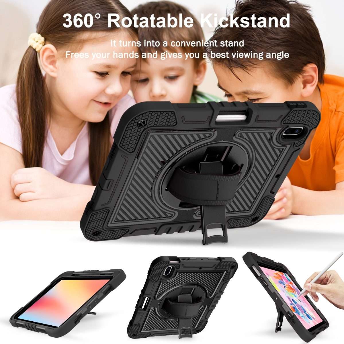 For iPad 2025 / 2022 360 Degree Rotation Shockproof Silicone + PC Tablet Case(Black)
