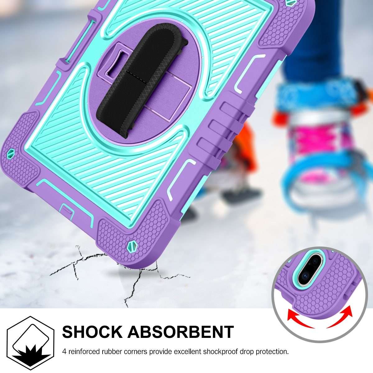 For iPad 2025 / 2022 360 Degree Rotation Shockproof Silicone + PC Tablet Case(Purple + Mint Green)