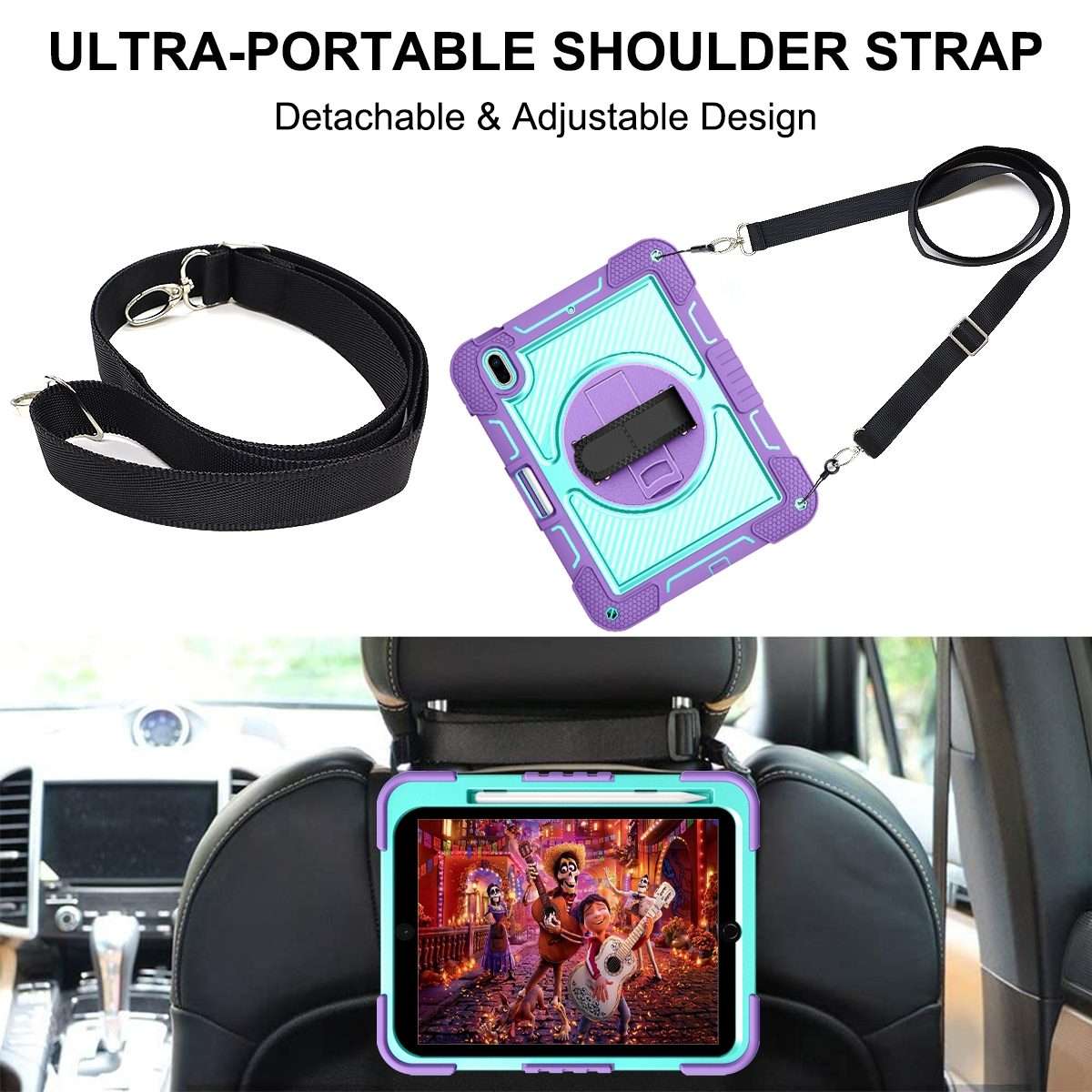For iPad 2025 / 2022 360 Degree Rotation Shockproof Silicone + PC Tablet Case(Purple + Mint Green)