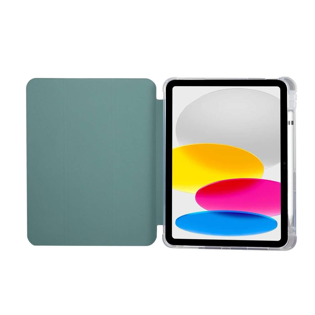 For iPad 2025 / 2022 3-folding Electric Pressed Skin Texture Leather Tablet Case(Deep Green)
