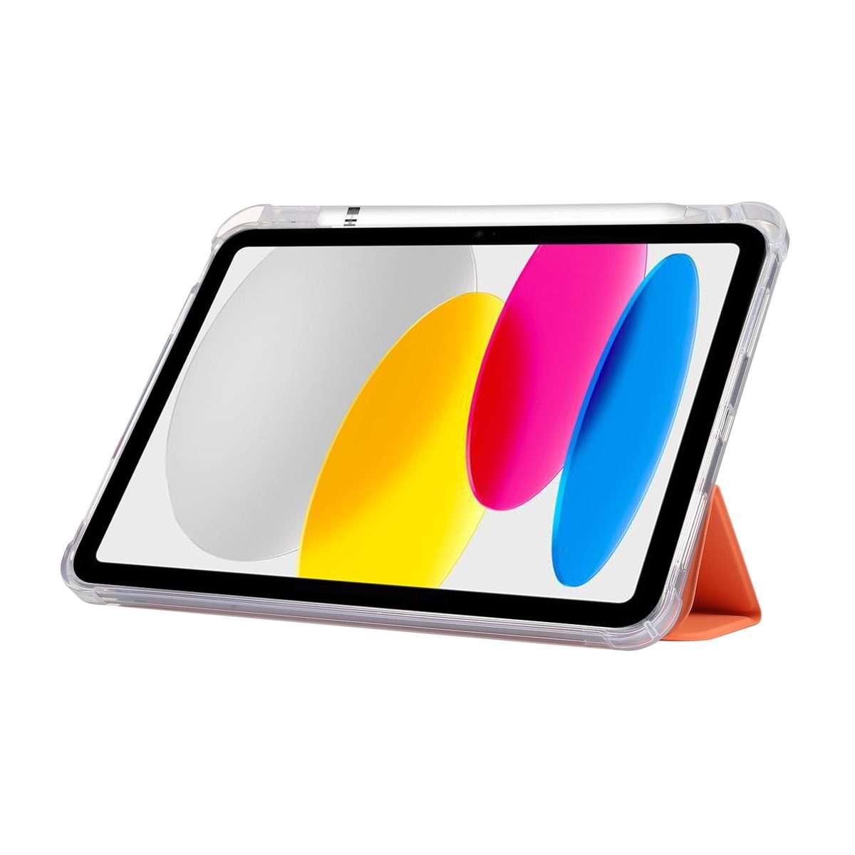 For iPad 2025 / 2022 3-folding Electric Pressed Skin Texture Leather Tablet Case(Orange)