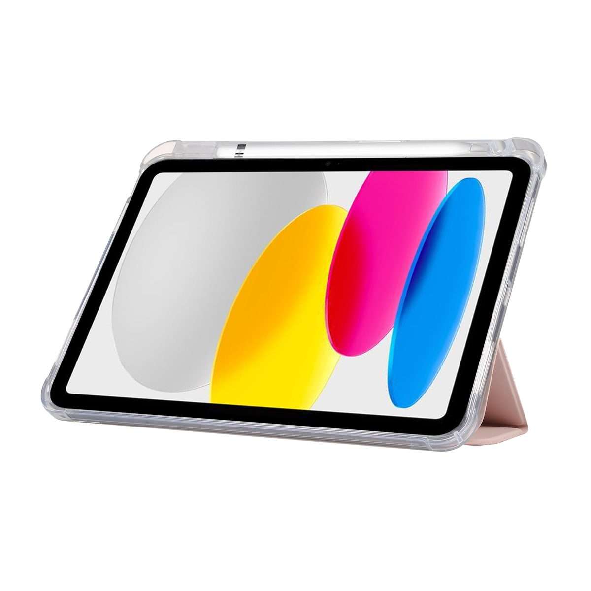 For iPad 2025 / 2022 3-folding Electric Pressed Skin Texture Leather Tablet Case(Light Pink)