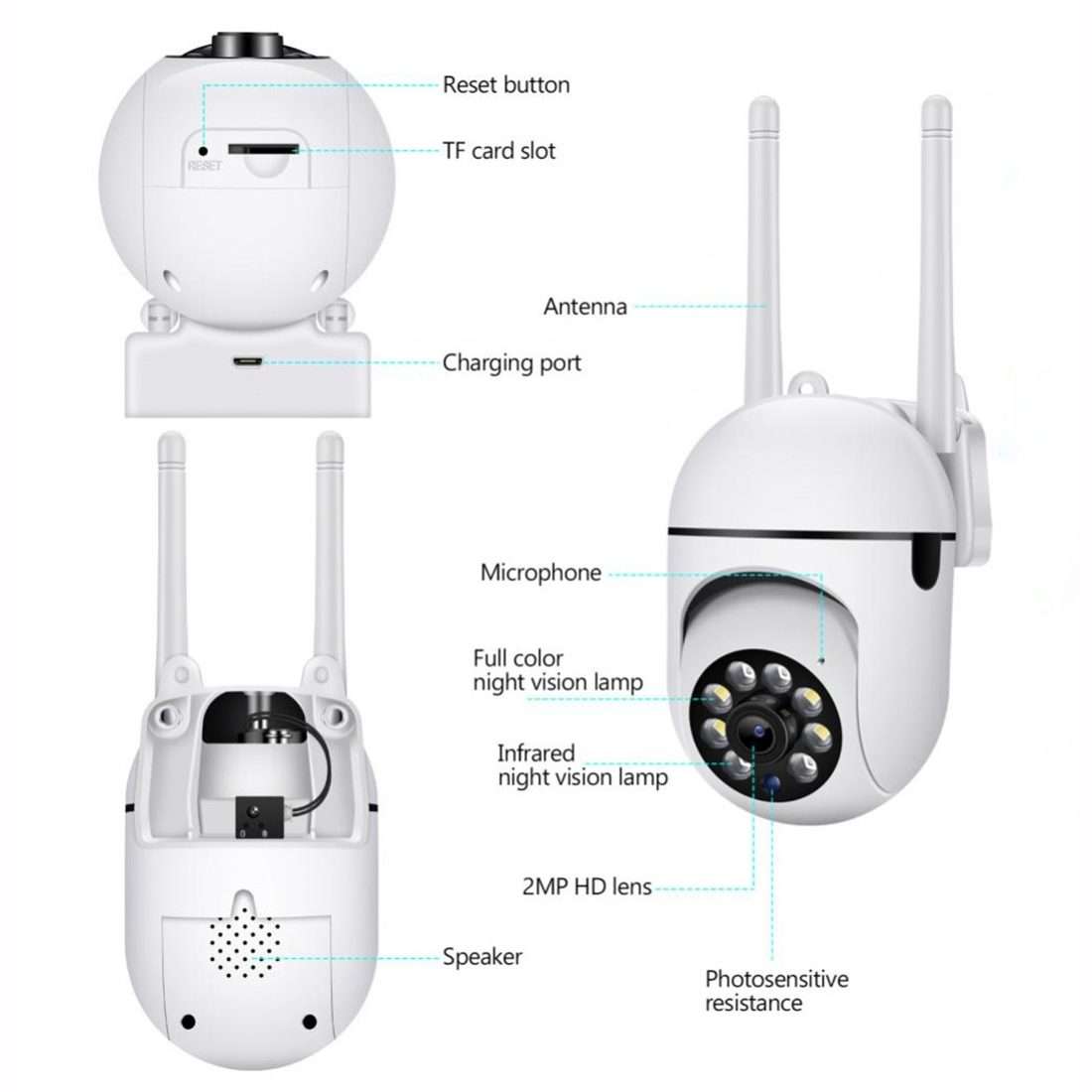A7 1080P HD Wireless WiFi Smart Surveillance Camera Support Night Vision / Two Way Audio with 16G