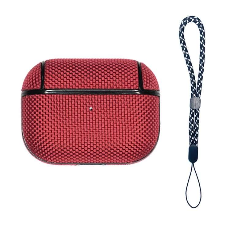 For AirPods Pro 2 Nylon Waterproof Wireless Earphone Case with Lanyard(Red)