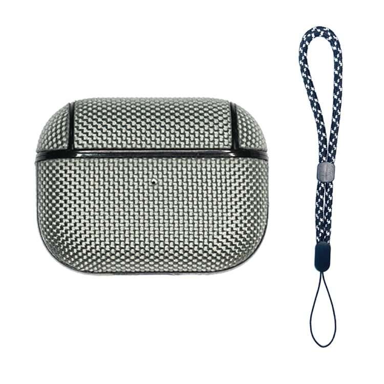 For AirPods Pro 2 Nylon Waterproof Wireless Earphone Case with Lanyard(Grey)