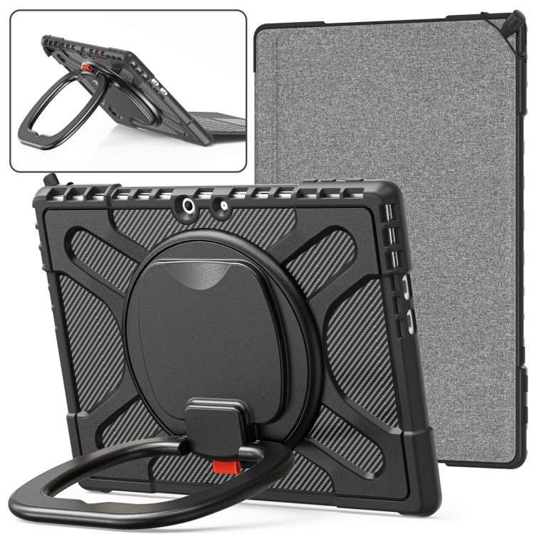 For MicroSoft Surface Pro 9 / 10 / 11 Handle Rotatable Kickstand Shockproof Tablet Case(Black)