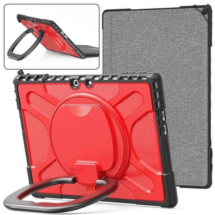 For MicroSoft Surface Pro 9 / 10 / 11 Handle Rotatable Kickstand Shockproof Tablet Case(Red)