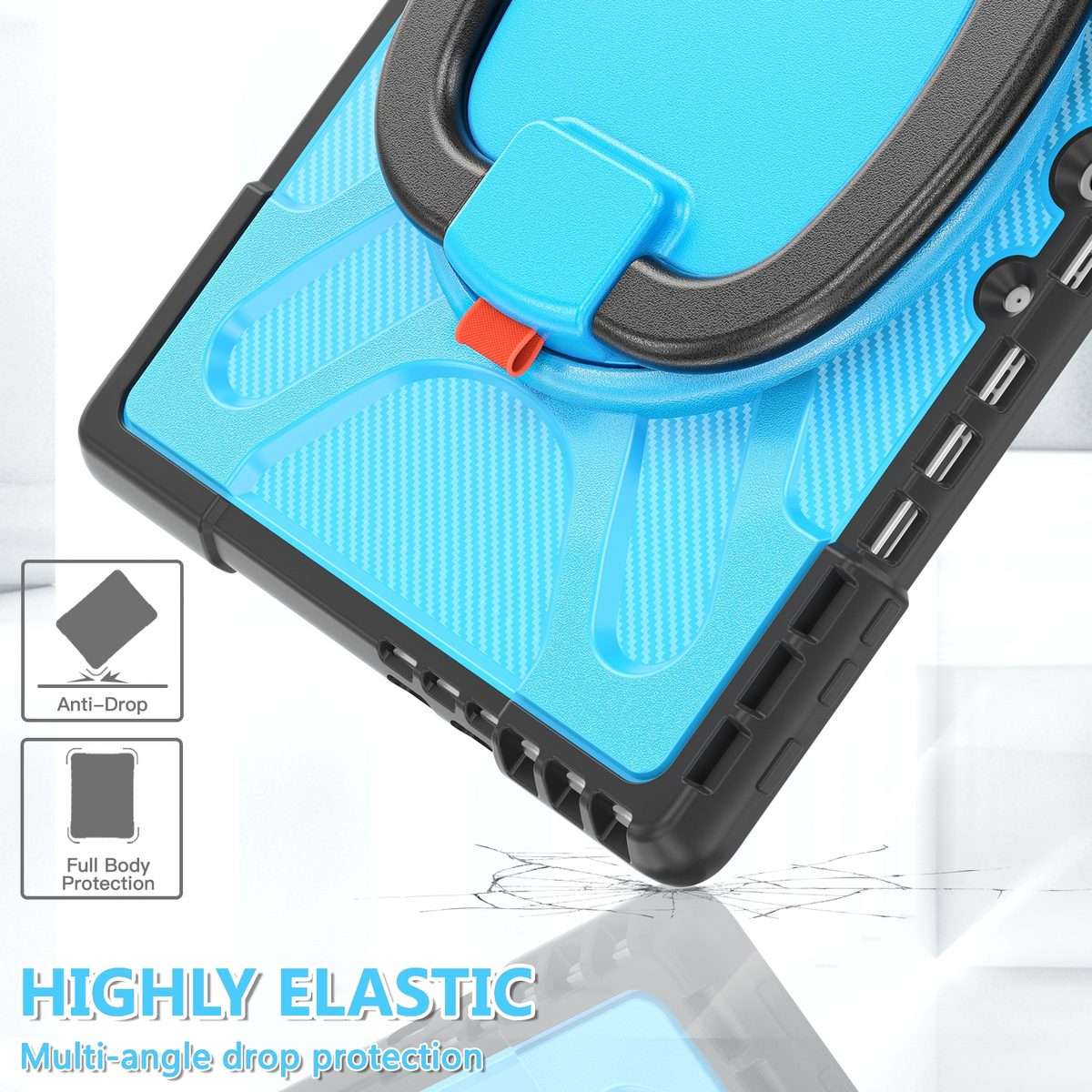 For MicroSoft Surface Pro 9 / 10 / 11 Handle Rotatable Kickstand Shockproof Tablet Case(Blue)