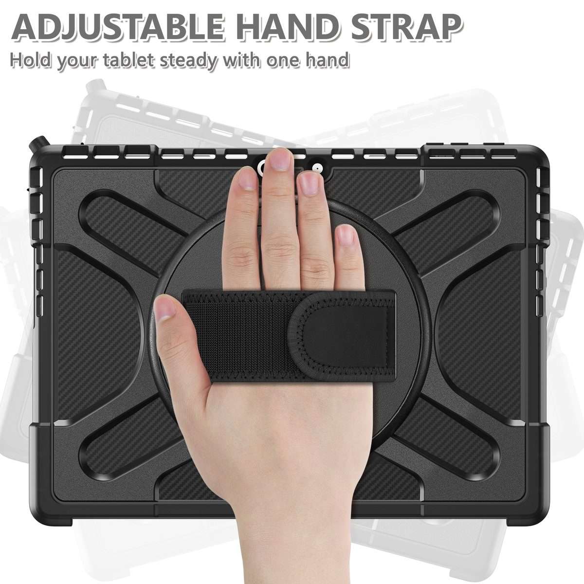 For MicroSoft Surface Pro 9 / 10 / 11 Rotatable Kickstand Grip Shockproof Tablet Case(Black)