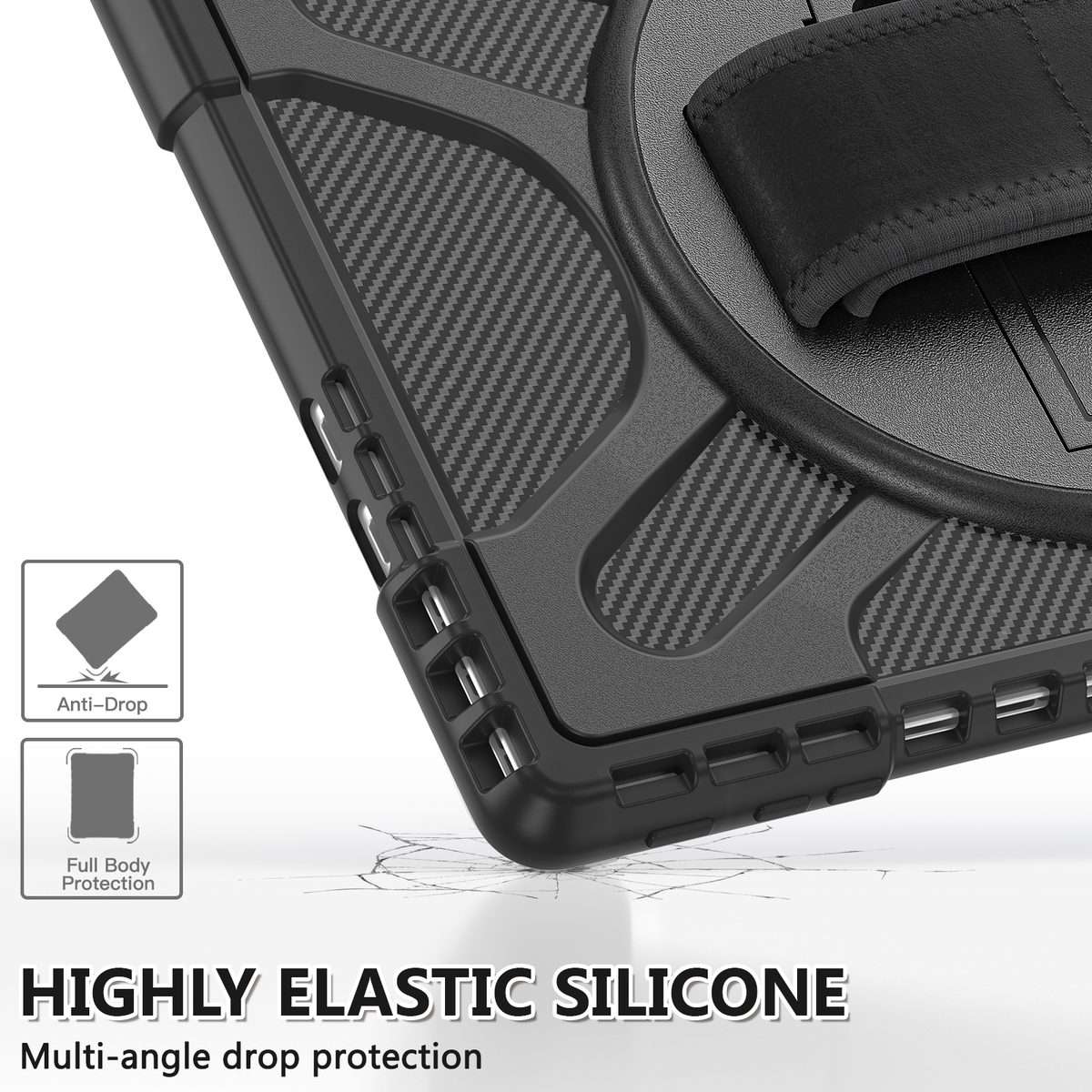 For MicroSoft Surface Pro 9 / 10 / 11 Rotatable Kickstand Grip Shockproof Tablet Case(Black)