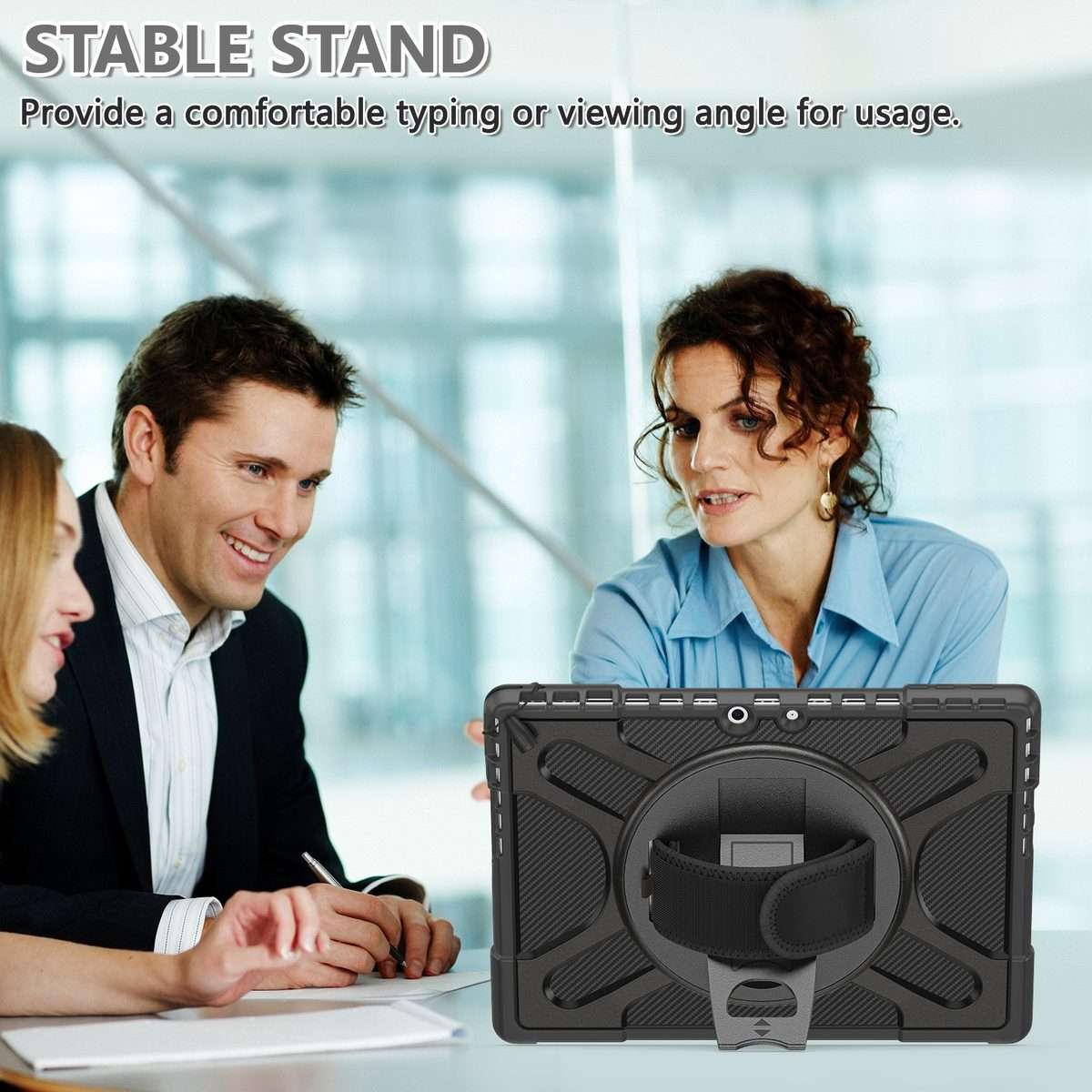 For MicroSoft Surface Pro 9 / 10 / 11 Rotatable Kickstand Grip Shockproof Tablet Case(Black)