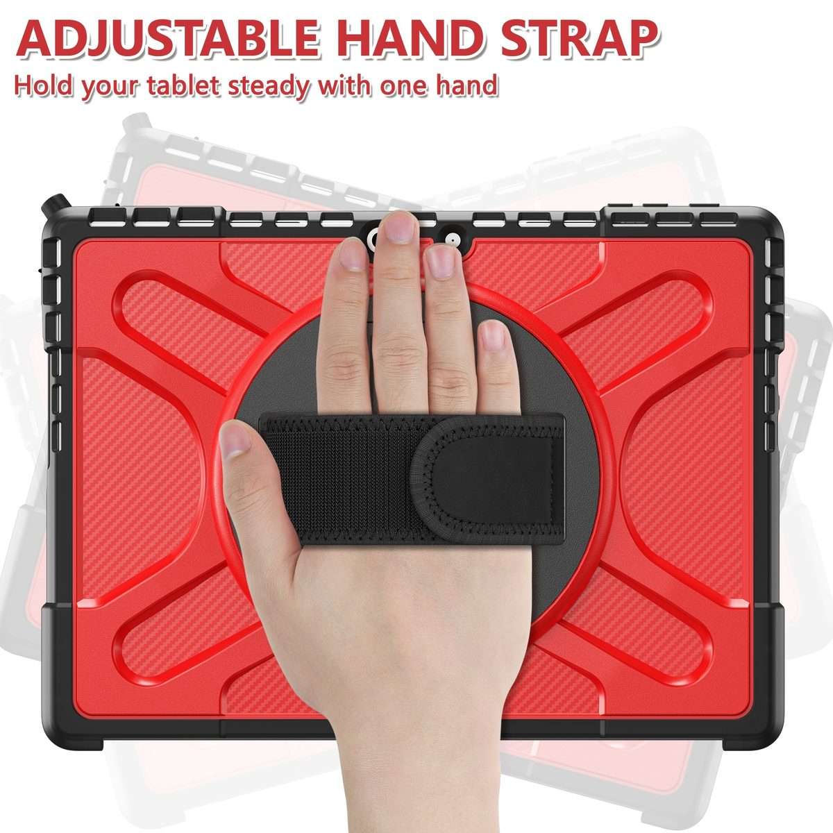 For MicroSoft Surface Pro 9 / 10 / 11 Rotatable Kickstand Grip Shockproof Tablet Case(Red)