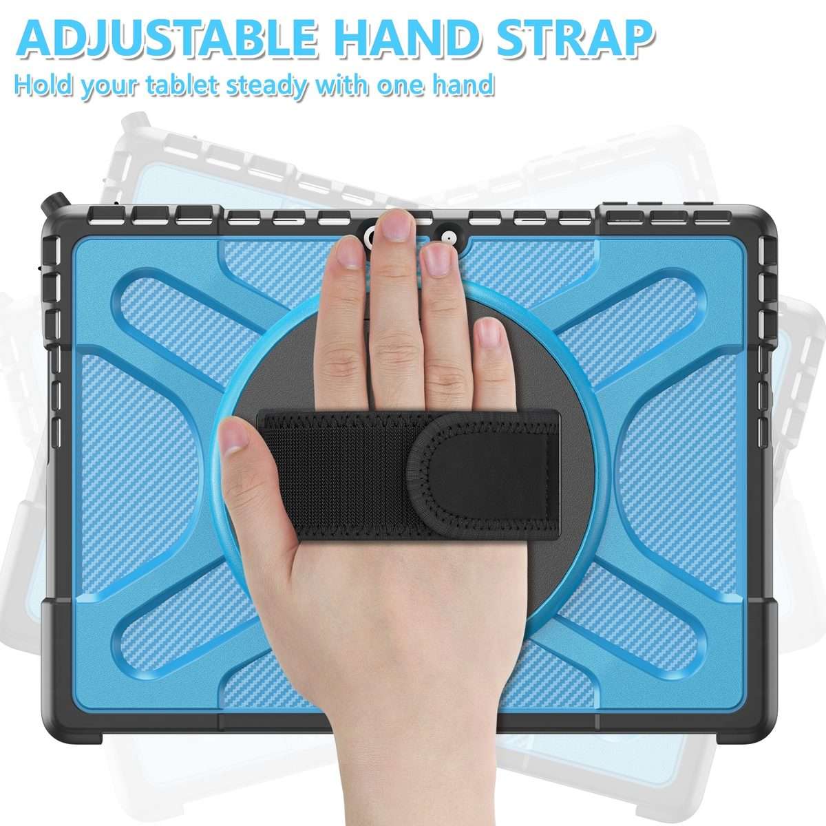 For MicroSoft Surface Pro 9 / 10 / 11 Rotatable Kickstand Grip Shockproof Tablet Case(Blue)